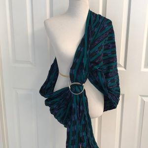 Maya wrap baby carrier, blue & green, medium